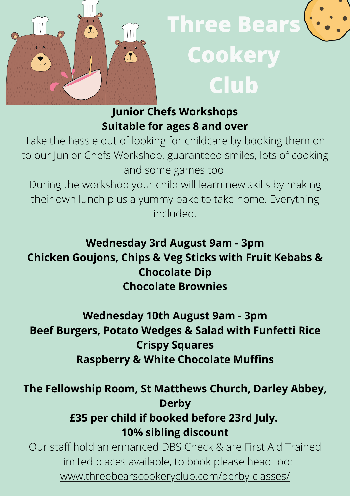 Three Bears Cookery - Junior Chefs Workshops - Derby Days Out